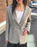 [Belt SET] Vichy Lapel Collar Overfit Blazer Jacket