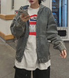 light washed denim hooded jacket