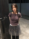 Nippy Frill Double-Side Layered T-Shirt