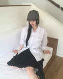 Shuha lace strap diagonal tiered skirt