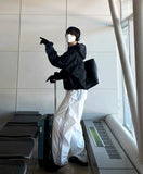 Oblique side zipper nylon pants