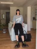 Starry Printing See-through Short Sleeve Knit