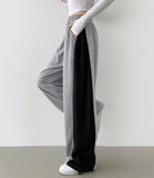 Two-Way Jogger Wide Side Folding Cut Two-Tone Training Pants