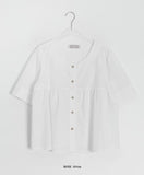 [BAONHAUS] Fahin Linen Frill Short Sleeve Blouse