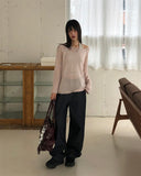 Pumi Round Neck See-Through Long Sleeve Knit