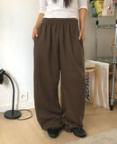 [Brushed] Edie Lace Banding Strap Training Wide Long Pants