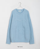 [unisex] Maring heart cable round over knit