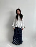 Viewkle Brushed Star Printing Banding Long Skirt