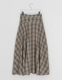 Hari Check Unbalanced Slit Long Skirt