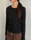 [BAONHAUS] Benir Round Ribbed Long Sleeve Tee