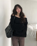 Bunny Boucle Off-Shoulder Knit