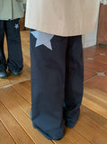 [BAONHAUS] Corylin Star Patch Banding Wide Pants