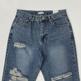 Distressed Ripped Jeans Straight Wide Denim