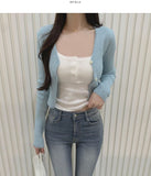 Rib Crop Soft Slim Fit Cardigan