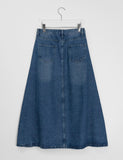 Nenkobu Washing Maxi Long Denim Skirt