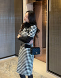 Piel Check Tweed Color Matching H-Line One Piece