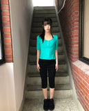 Viet Button Point Color Short Sleeve T-shirt