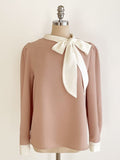Mood Tie Color Matching Puff Blouse