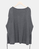 Nocket String Loose Fit V-neck Long Sleeve T-Shirt