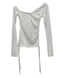 One-off Unbalanced Slim Shirring Tee