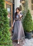 Ronda Layered Shirt Banding Skirt Set (Belt Set)