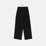 Bacheu Linen Two-Tuck Wide Banding Pants