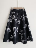 Blin Neoprene Flower Jacquard Flare Skirt