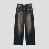 LookPain Cat Wash Wide Denim Pants