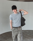 Beryl Lettering Ribbed Short Sleeve T-shirt