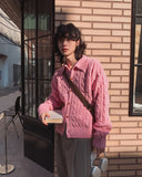 Molded Cable Collar Cardigan