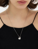 Pebble Heart Silver T-Bar Necklace S