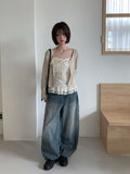 Sone Vintage Washing Wide Denim Pants