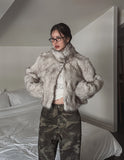 Kecia High Neck Crop Fur Jacket