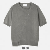 Bock Diagonal Button Linen Cardigan