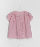 Uchet wrinkle stripe short-sleeved blouse