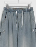 Beple Snap Button Banding Denim Balloon Wide Pants