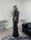 Kady Black Washed Wide Denim Pants