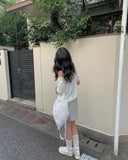 Kiyo Light Blue Mini Skirt