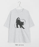 Tuning cat printing short sleeve tee