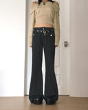 [Belt set] Syoti low rise cut pocket wide bootcut cotton pants