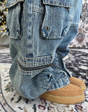 Kens zipper cargo denim pants