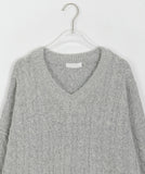 Cotina V-neck Slit Cable Knit
