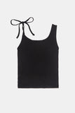 Unbalanced shoulder linen sleeveless top