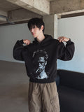 B-Pit Printed Snap Balloon Crop Hoodie