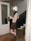 Bennett Dotto Snap Button Ribbed Hood Wrap Long Sleeve Knit
