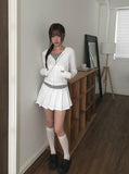 [Skirt Pants] Mendy Button Pleats Mini Skirt