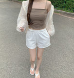 See-through High-Neck Lovely Frill Crop Summer Windbreaker