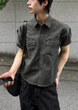 Washing Khaki Crop Shirt