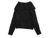 Vida button open neck ribbed knit