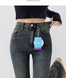 Washing Banding Heated Fabric Brushed Span Bootcut Denim Pants